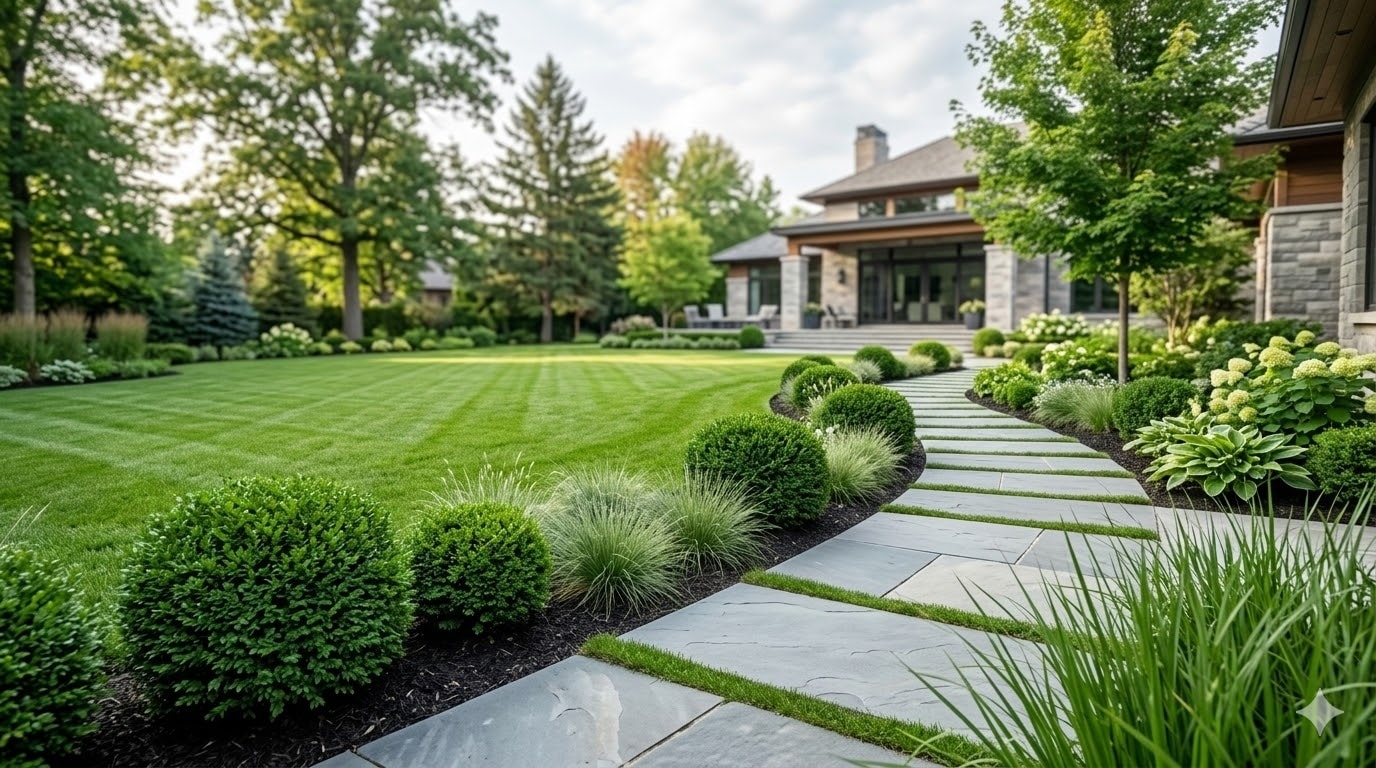 Lawnmower on a beautiful lawn